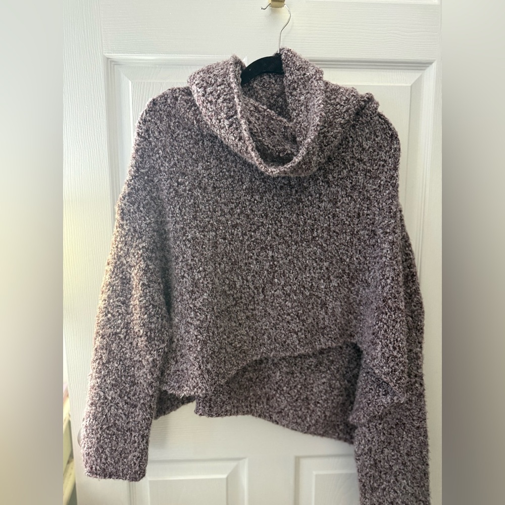 Free People Cozy Women's Sweater in Heathered Gray/purple